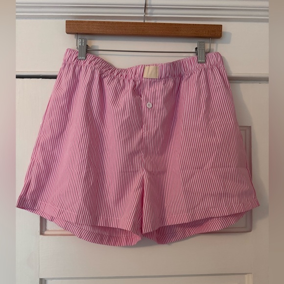 farodor Pants - Pink and White Striped Cotton Boxer Shorts Size XL